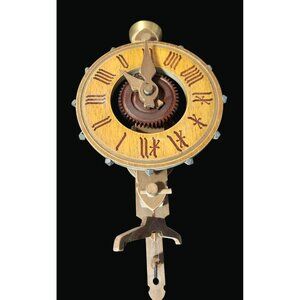 Vintage Antique Wooden Wall Clock With Wooden Gears & Roman Numerals T22 P